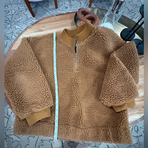 J.O.A Teddy Fur Pullover Sweater Jacket | Tan Brown | Size Medium - Picture 2 of 11